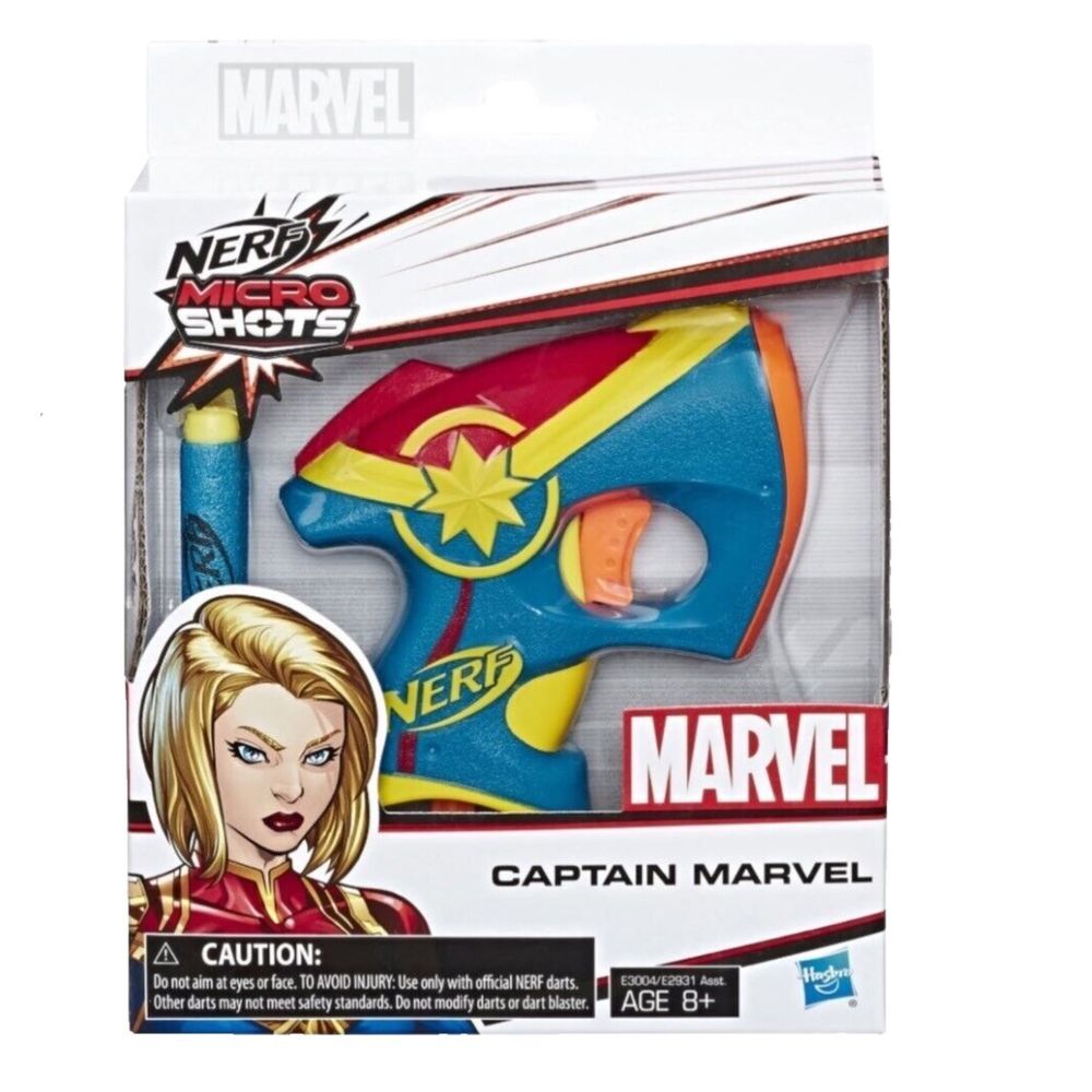 Nerf Gun Marvel Captain Marvel 04 Micro Shots Blaster Dart Hasbro 2 Darts NIB